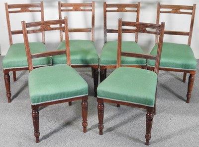 Lot 514 - A set of six 19th century walnut dining chairs,...