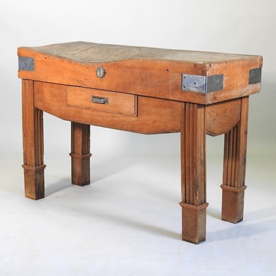 Lot 327 - A large butcher's block, with a single drawer,...