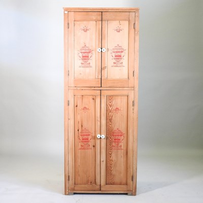 Lot 344 - A pine and painted cupboard, decorated with...