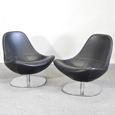 Lot 570 - A pair of contemporary black upholstered...