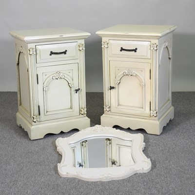 Lot 790 - A pair of painted bedside cabinets, 46cm wide,...