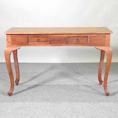 Lot 736 - A hardwood side table, containing a pair of...