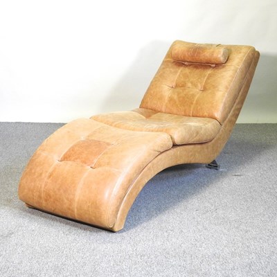 Lot 159 - A contemporary tan leather upholstered lounge...