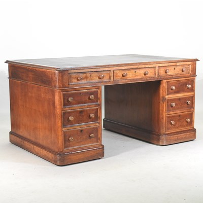 Lot 245 - A Victorian light oak partner's pedestal desk