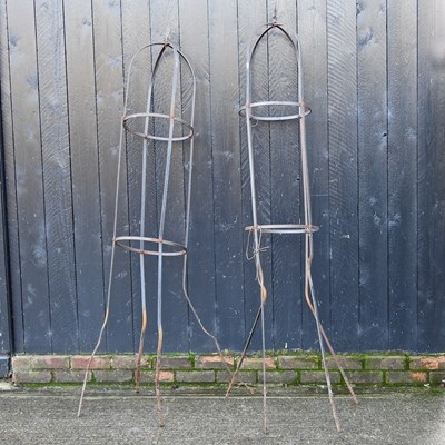 Lot 374 - A pair of metal garden spires, approx, 212cm (2)