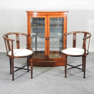 Lot 848 - A pair of Edwardian tub shaped armchairs,...