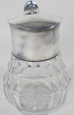 Lot 89 - A glass claret jug, with silver plated mounts,...