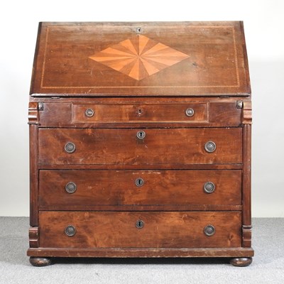 Lot 839 - A 19th century continental inlaid bureau, on...