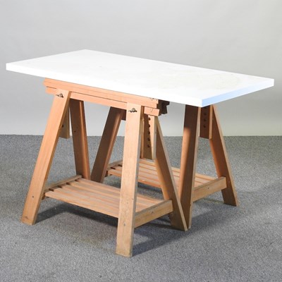 Lot 501 - A modern trestle table, 120cm wide