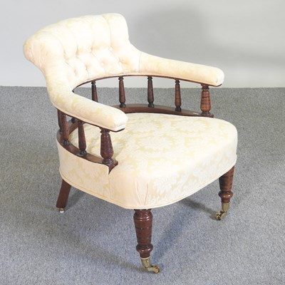 Lot 357 - A Victorian yellow upholstered armchair