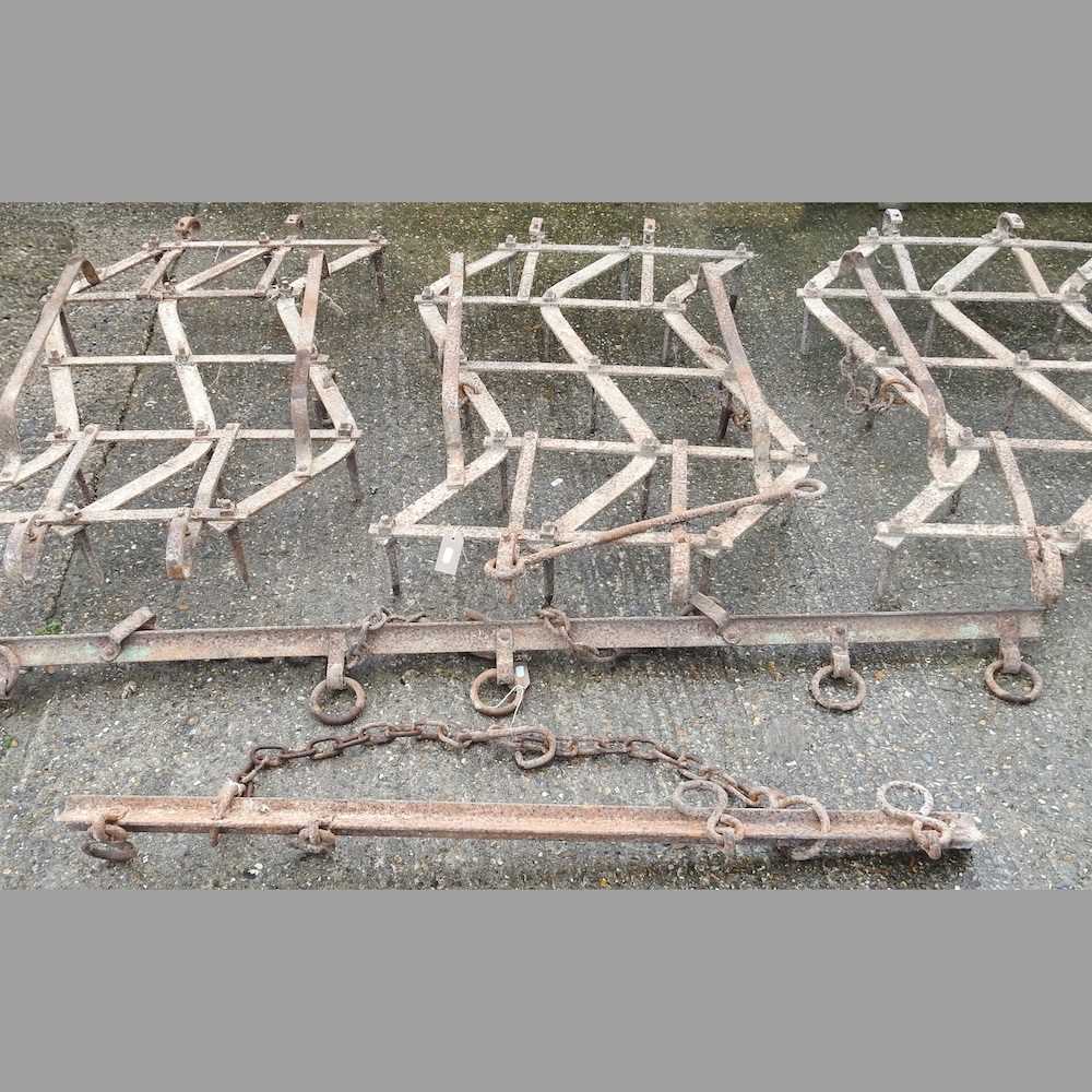 Lot 445 - A set of vintage tractor harrow, in three...