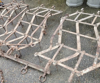 Lot 445 - A set of vintage tractor harrow, in three...