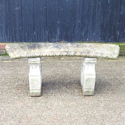 Lot 683 - A cast stone carved garden bench, 110cm wide