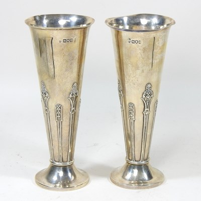 Lot 79 - A pair of Edwardian silver spill vases, of...