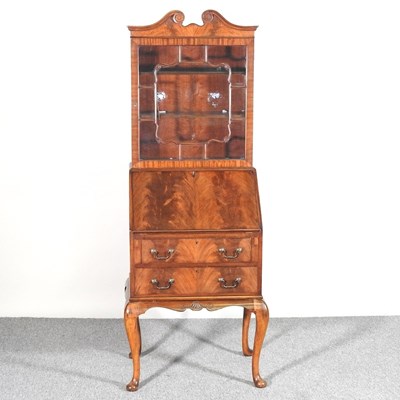 Lot 700 - A 1930's bureau bookcase, of small proportions,...