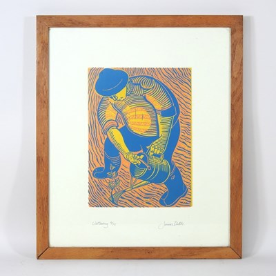 Lot 237 - James Dodds, b1957, Watering, linocut, signed...