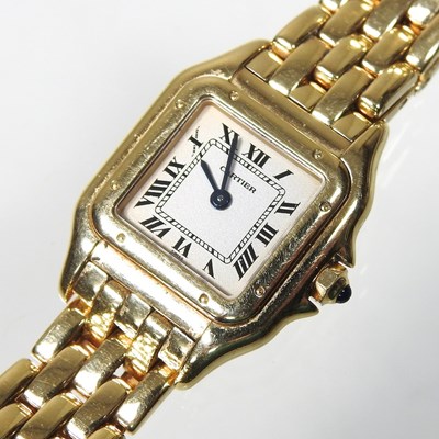 Lot 32 - A Cartier Tank 18 carat gold cased ladies...