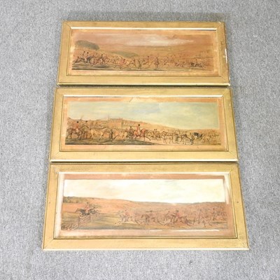 Lot 821 - A set of three hunting prints, each 27 x 76cm (3)