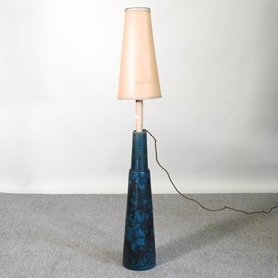 Lot 412 - A 1960's glazed pottery table lamp and shade,...