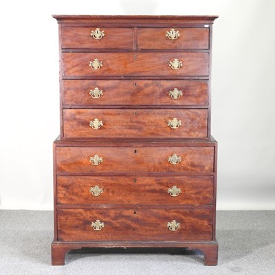 Lot 398 - A George III mahogany chest on chest, with a...