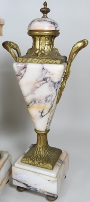 Lot 36 - A 19th century French marble three piece clock...