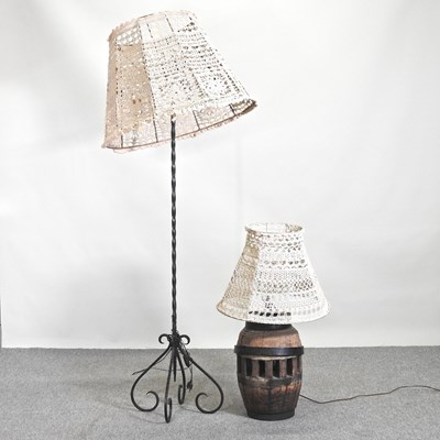 Lot 367 - A French table lamp, in the form of a coopered...