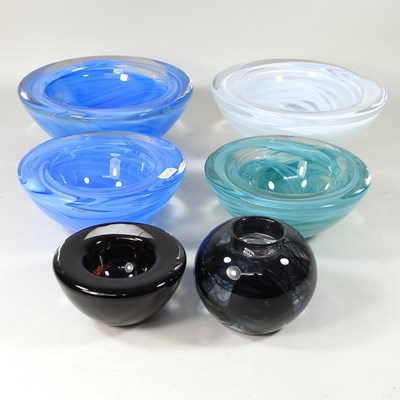 Lot 20 - A Kosta Boda hand blown blue glass bowl, with...