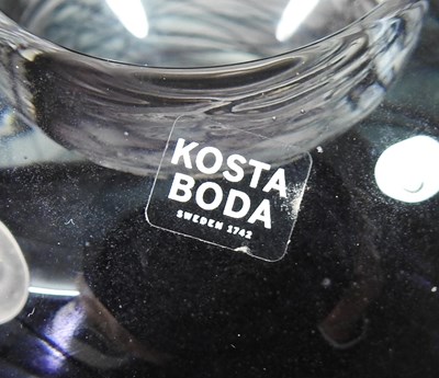 Lot 20 - A Kosta Boda hand blown blue glass bowl, with...