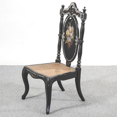 Lot 170 - A Victorian papier mache nursing chair,...