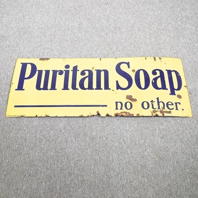 Lot 68 - A painted enamel advertising sign for 'Puritan...