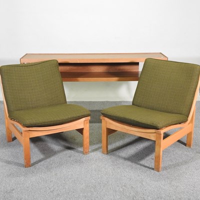 Lot 307 - A pair of 1970's lounge chairs, together with...