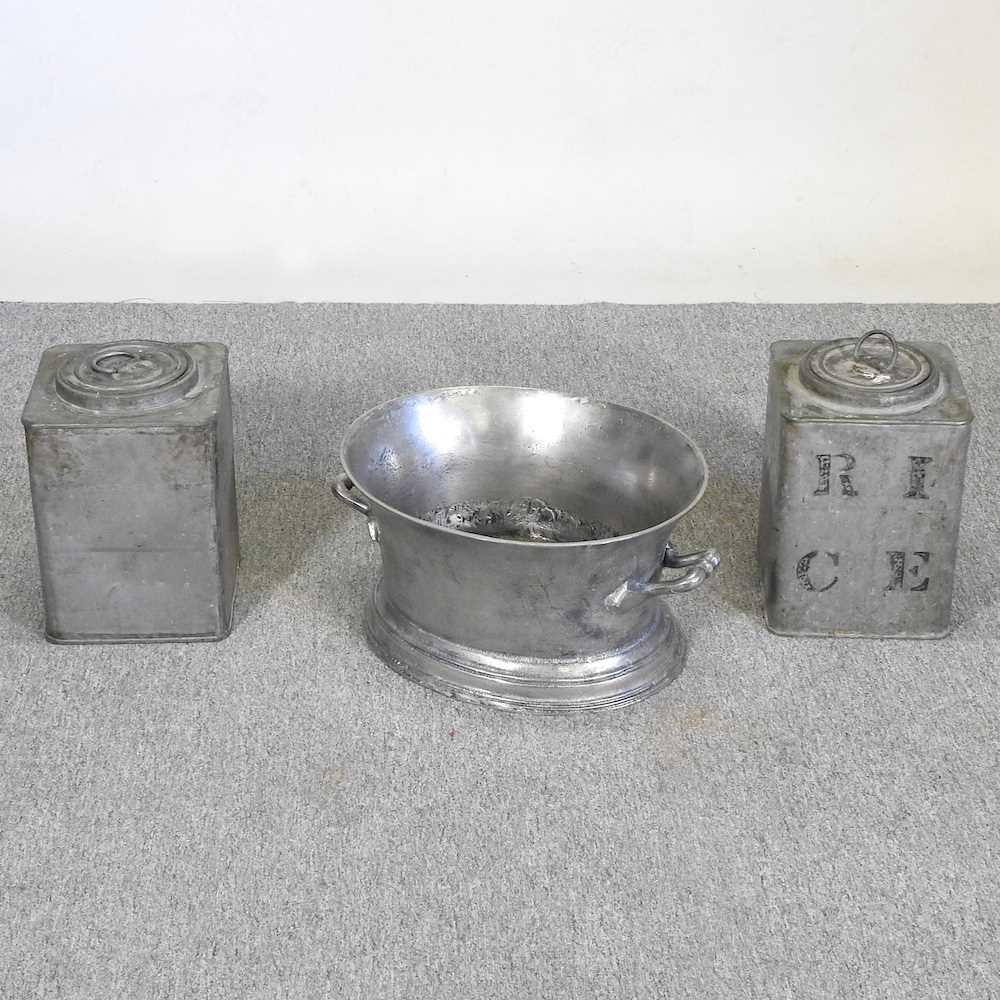 Lot 206 - A metal wine bath, 45cm wide, together with a...