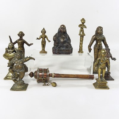 Lot 325 - A collection of oriental bronze figures, to...