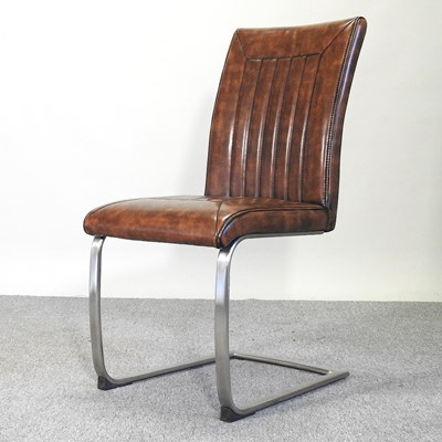 Lot 336 - A brown leather cantilever desk chair