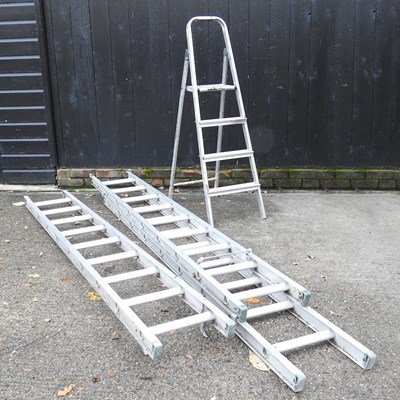 Lot 545 - An aluminium ladder, in three sections, each...