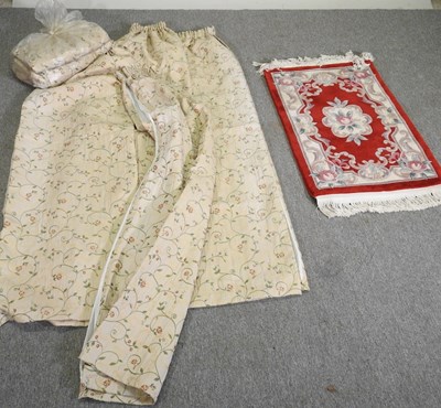 Lot 532 - Three pairs of floral curtains, together with...