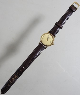 Lot 16 - A Longines ladies gold plated wristwatch, the...