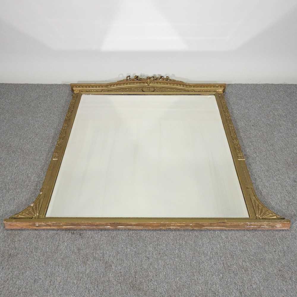 Lot 177 - A Victorian gilt over mantel mirror, with...