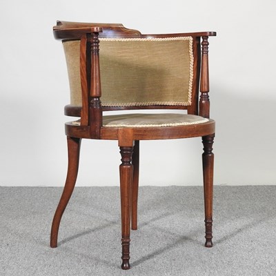 Lot 582 - An Edwardian inlaid tub chair, on turned legs