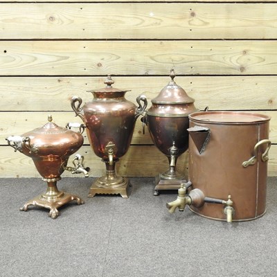 Lot 546 - A 19th century copper samovar, together with...