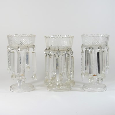 Lot 278 - A pair of 19th century cut glass table lustres