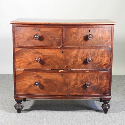 Lot 189 - A Victorian mahogany bow front chest of...