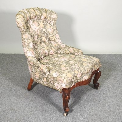 Lot 72 - A Victorian upholstered chair, on cabriole legs