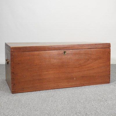 Lot 385 - A 19th century teak trunk, with a hinged lid...