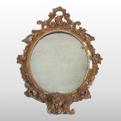 Lot 404 - An 18th century Italian ornate gilt framed wall mirror