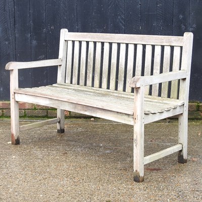 Lot 212 - A teak slatted wooden garden bench