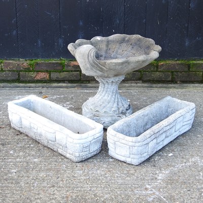 Lot 351 - A pair of reconstituted stone garden troughs,...