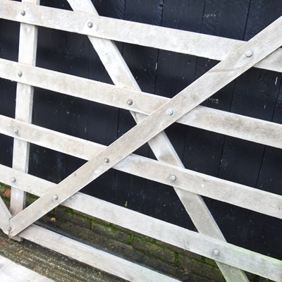 Lot 15 - A six bar wooden farm gate, 229 x 139cm,...