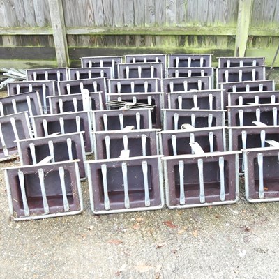 Lot 515 - A collection of galvanised stable feeding...