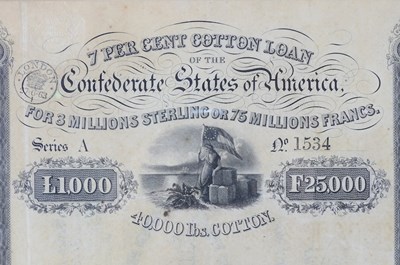 Lot 213 - A Confederate States of America 7 per cent...